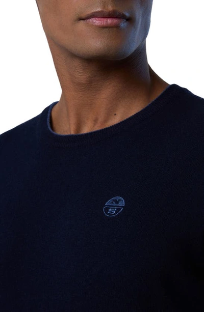 Shop North Sails Logo Embroidered Crewneck Sweater In Navy Blue