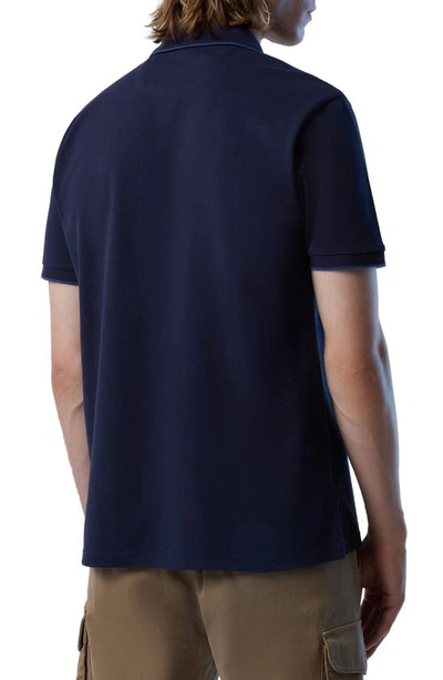 Shop North Sails Tipped Logo Embroidered Cotton Piqué Polo In Navy Blue