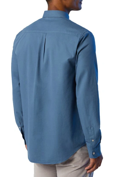Shop North Sails Logo Embroidered Cotton Gabardine Button-down Shirt In Winter Sea