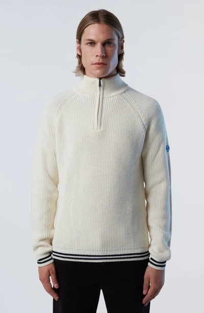 Shop North Sails Half Zip Wool Blend Sweater In Marshmellow