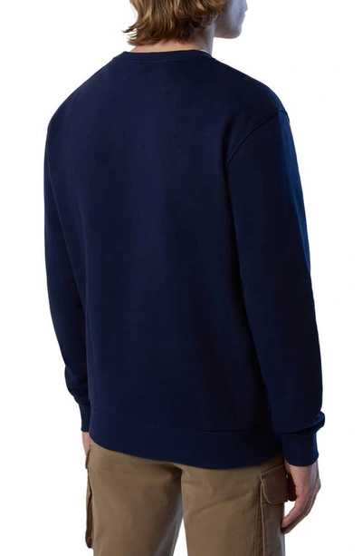 Shop North Sails Logo Graphic Cotton Sweatshirt In Navy Blue