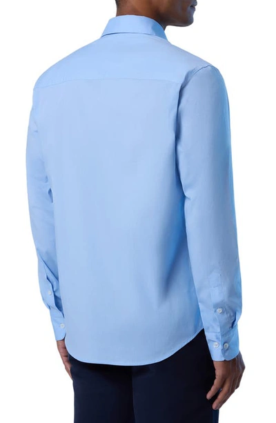 Shop North Sails Logo Embroidered Stretch Cotton Button-down Shirt In Light Blue