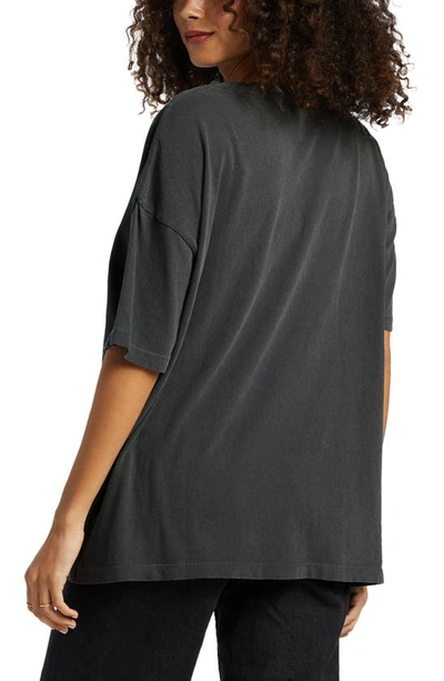 Shop Billabong Big Wave Oversize Cotton Graphic T-shirt In Off Black