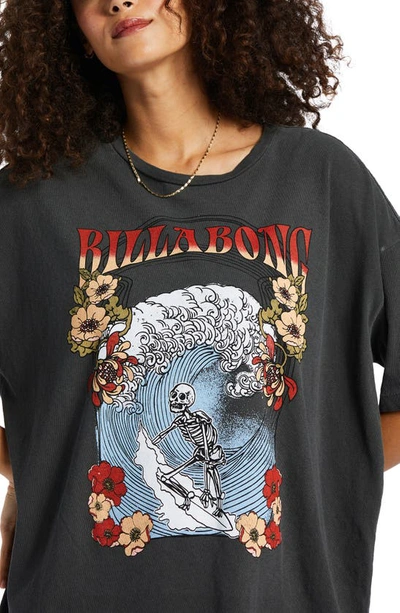 Shop Billabong Big Wave Oversize Cotton Graphic T-shirt In Off Black