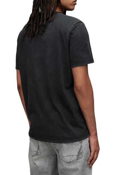Shop Allsaints Parlour Distressed Cotton Graphic T-shirt In Washed Black