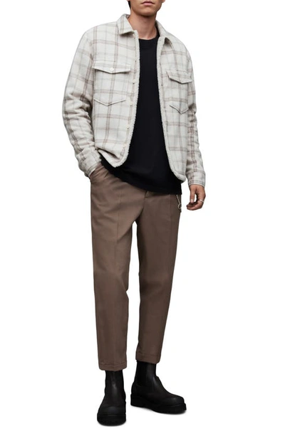 Shop Allsaints Vedder Check High Pile Fleece Lined Jacket In Faded Taupe