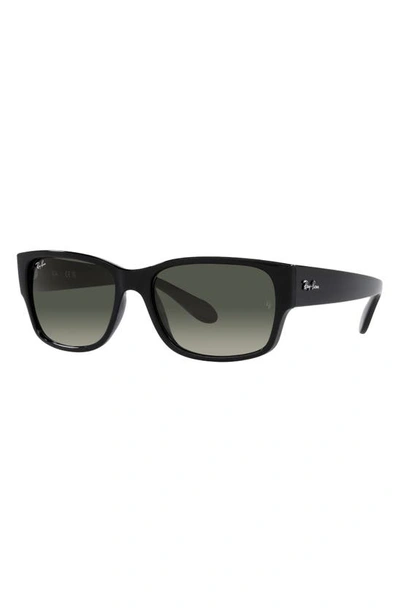 Shop Ray Ban 58mm Gradient Polarized Rectangular Sunglasses In Black