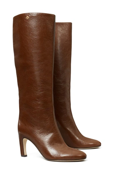 Shop Tory Burch Logo Tall Boot In Coco Brown
