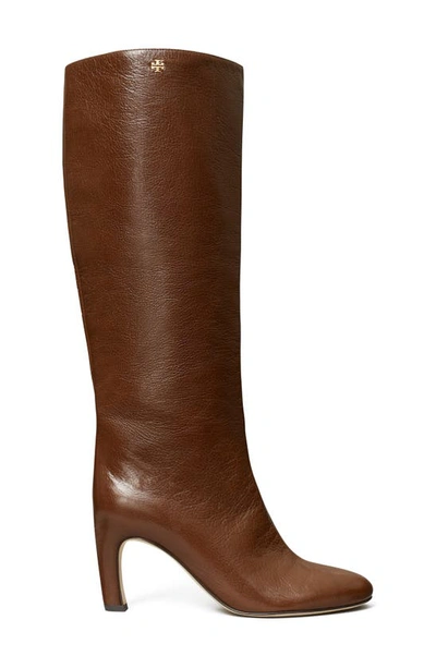 Shop Tory Burch Logo Tall Boot In Coco Brown