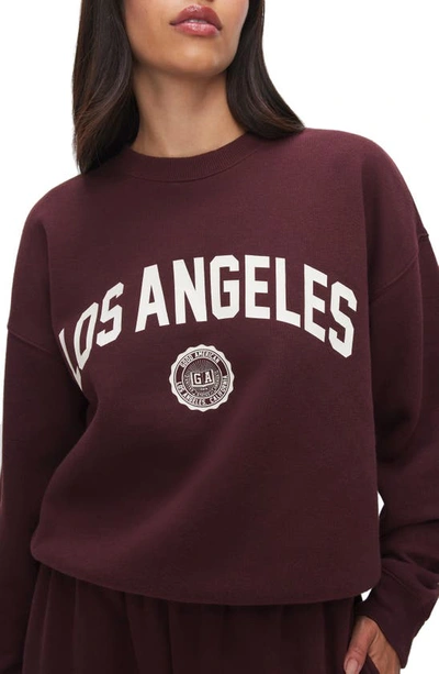 Shop Good American Los Angeles Brushed Fleece Graphic Sweatshirt In Malbec003