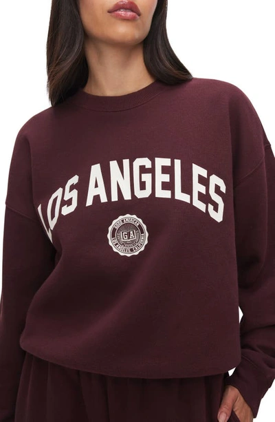Shop Good American Los Angeles Brushed Fleece Graphic Sweatshirt In Malbec003