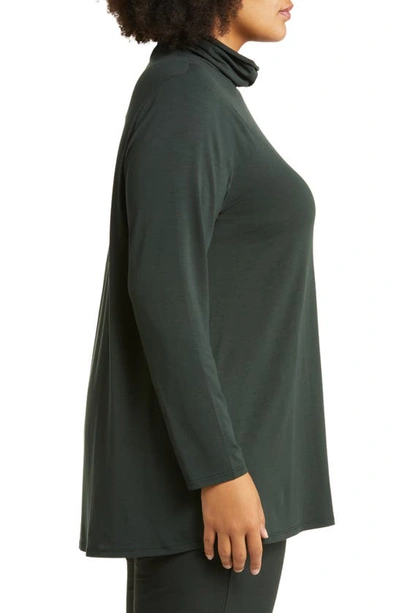 Shop Eileen Fisher Scrunch Neck Long Sleeve Tunic T-shirt In Ivy