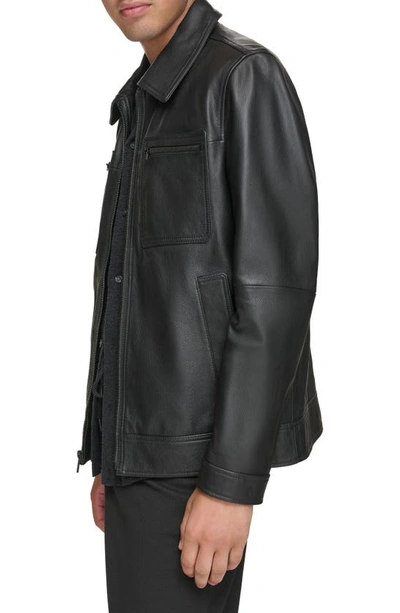 Shop Andrew Marc Clayton Leather Jacket In Black