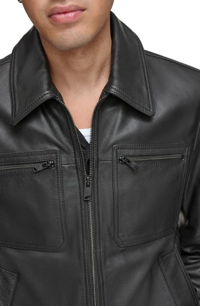 Shop Andrew Marc Clayton Leather Jacket In Black