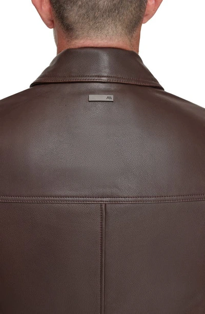 Shop Andrew Marc Clayton Leather Jacket In Chocolate