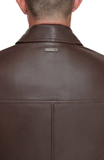 Andrew Marc Clayton Leather Jacket In Chocolate