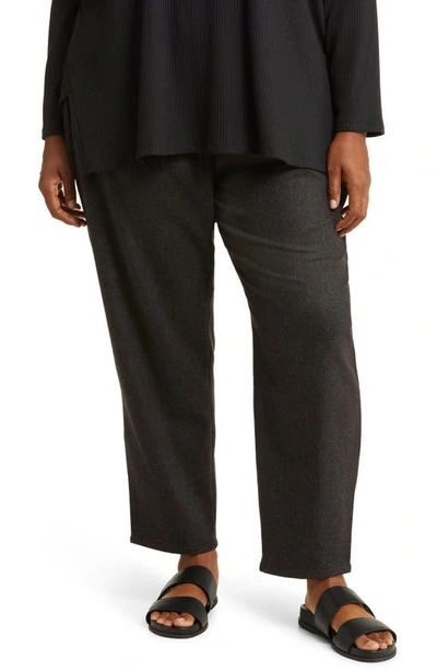 Shop Eileen Fisher Wool Tapered Ankle Pants In Charcoal