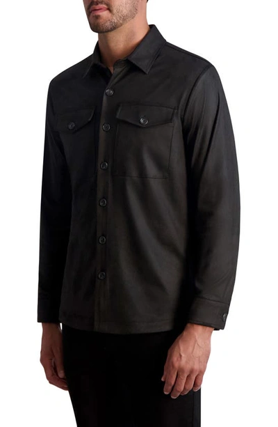 Shop Karl Lagerfeld Coated Twill Button-up Shirt In Black