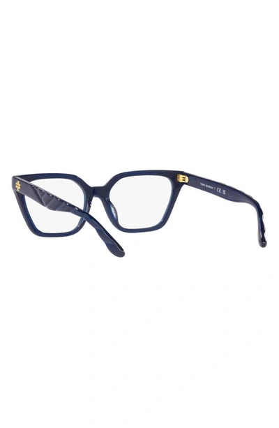 Shop Tory Burch 53mm Rectangular Optical Glasses In Navy