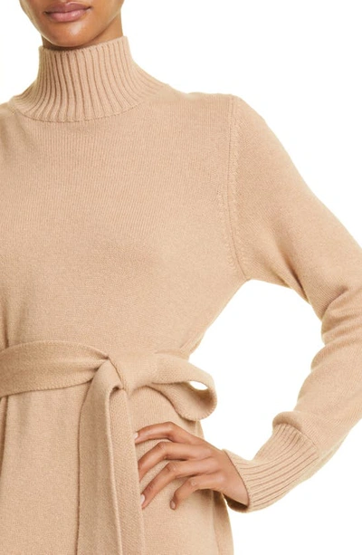 Shop Eleventy Long Sleeve Turtleneck Cashmere Sweater Dress In Cammello