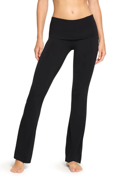 Skims Black Cotton Jersey Foldover Lounge Pants In Multi