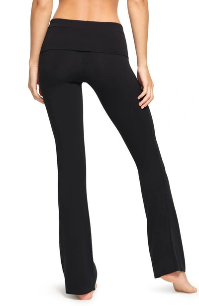 Skims Black Cotton Jersey Foldover Lounge Pants In Multi
