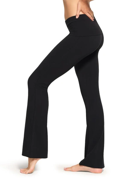 Skims Black Cotton Jersey Foldover Lounge Pants In Multi