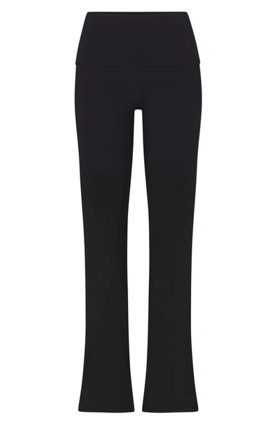 Skims Black Cotton Jersey Foldover Lounge Pants In Multi