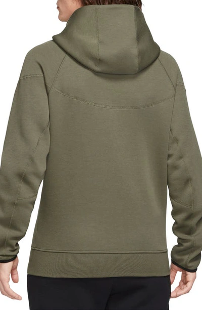 Shop Nike Tech Fleece Windrunner Zip Hoodie In Medium Olive/ Black