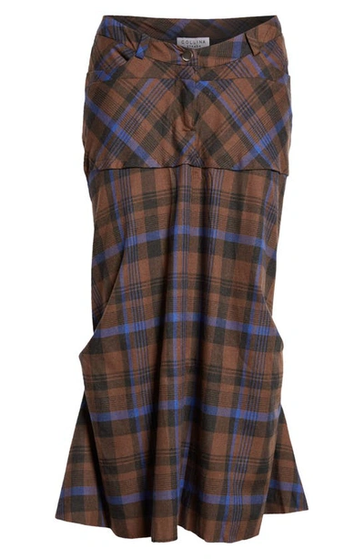 Shop Collina Strada Rawr Cotton Blend Skirt In Brown Plaid