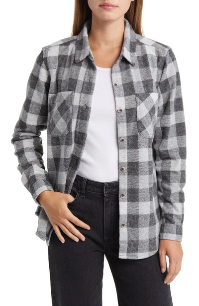 Shop Beachlunchlounge Plaid Jacquard Knit Shacket In Grey Cameo