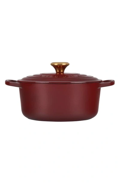 Shop Le Creuset Signature 7 1/4-quart Round Enamel Cast Iron Dutch Oven In Rhone