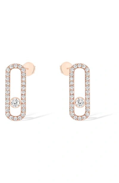 Shop Messika Uno Diamond Pavé Stud Earrings In Pink Gold