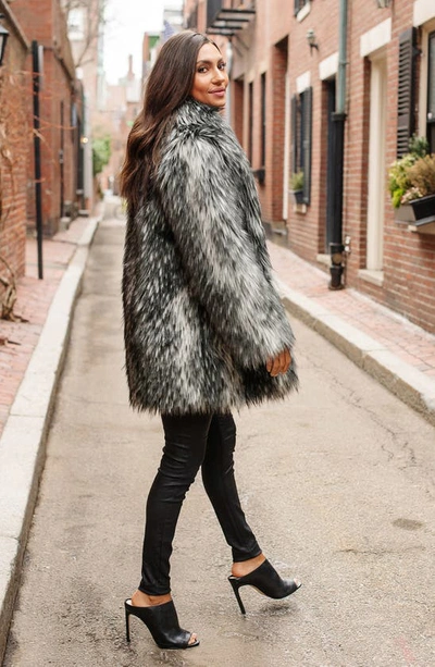 Shop Donna Salyers Fabulous-furs Shawl Collar Faux Fur Coat In Smokey