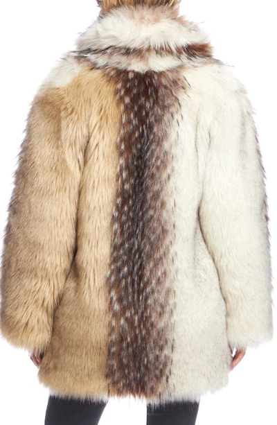 Shop Donna Salyers Fabulous-furs Donna Salyers Fabulous Furs Shawl Collar Faux Fur Coat In Arcwolf