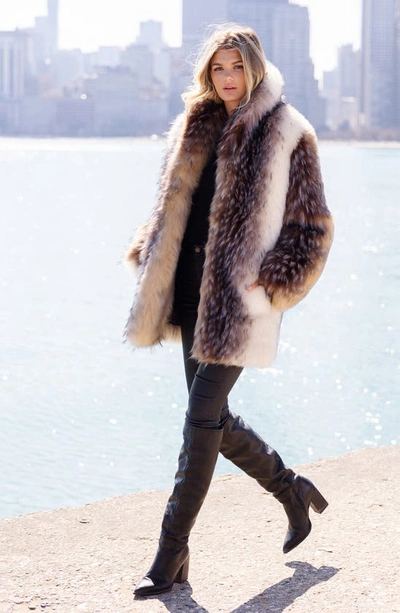 Shop Donna Salyers Fabulous-furs Shawl Collar Faux Fur Coat In Arcwolf
