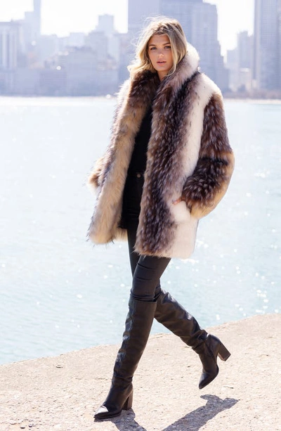 Donna Salyers Fabulous-furs Shawl Collar Faux Fur Coat In Arcwolf