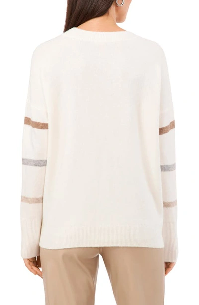 Shop Vince Camuto Sequin Stripe Sweater In Antique White