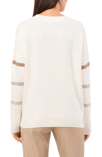 Vince Camuto Sequin Stripe Sweater In Antique White