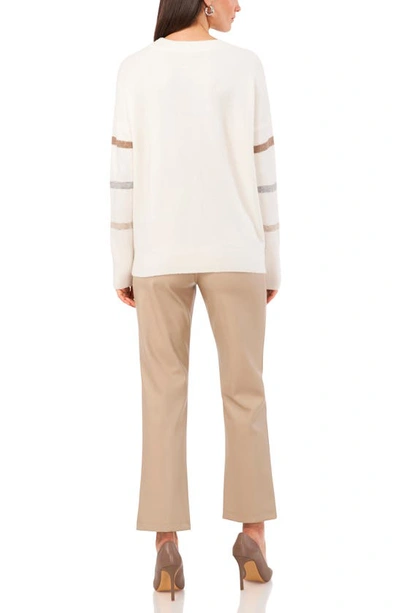 Vince Camuto Sequin Stripe Sweater In Antique White