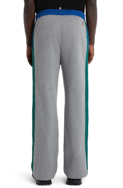 Shop Moncler Mixed Media Colorblock Side Stripe Sweatpants In Grey