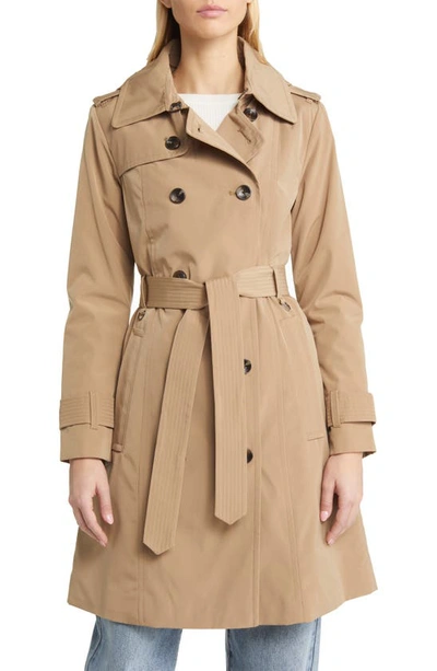 Shop London Fog Missy Double Breasted Trench Coat In Macaroon