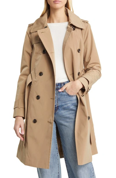 Shop London Fog Missy Double Breasted Trench Coat In Macaroon