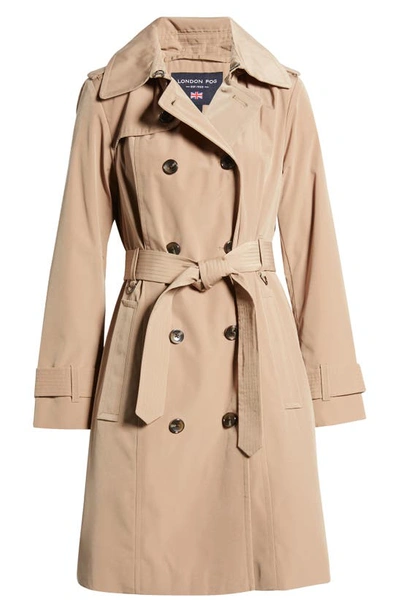 Shop London Fog Missy Double Breasted Trench Coat In Macaroon