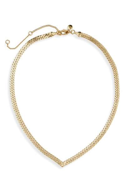 Shop Madewell V Herringbone Chain Necklace In Polished Gold