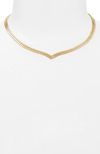 Shop Madewell V Herringbone Chain Necklace In Polished Gold