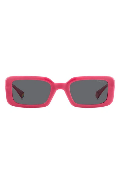 Shop Polaroid 52mm Polarized Rectangular Sunglasses In Fuchsia/ Gray Polarized