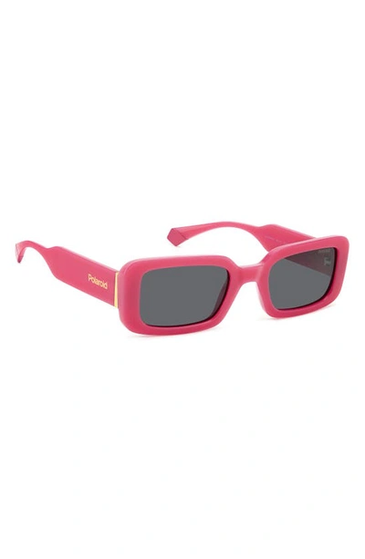 Shop Polaroid 52mm Polarized Rectangular Sunglasses In Fuchsia/ Gray Polarized