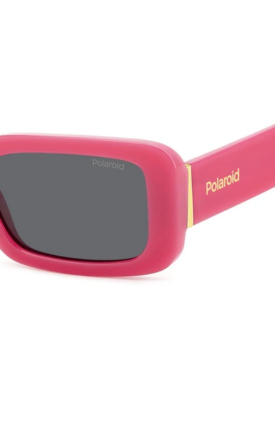 Shop Polaroid 52mm Polarized Rectangular Sunglasses In Fuchsia/ Gray Polarized
