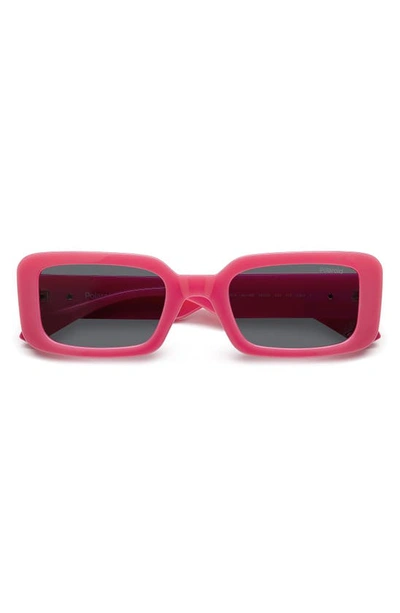 Shop Polaroid 52mm Polarized Rectangular Sunglasses In Fuchsia/ Gray Polarized